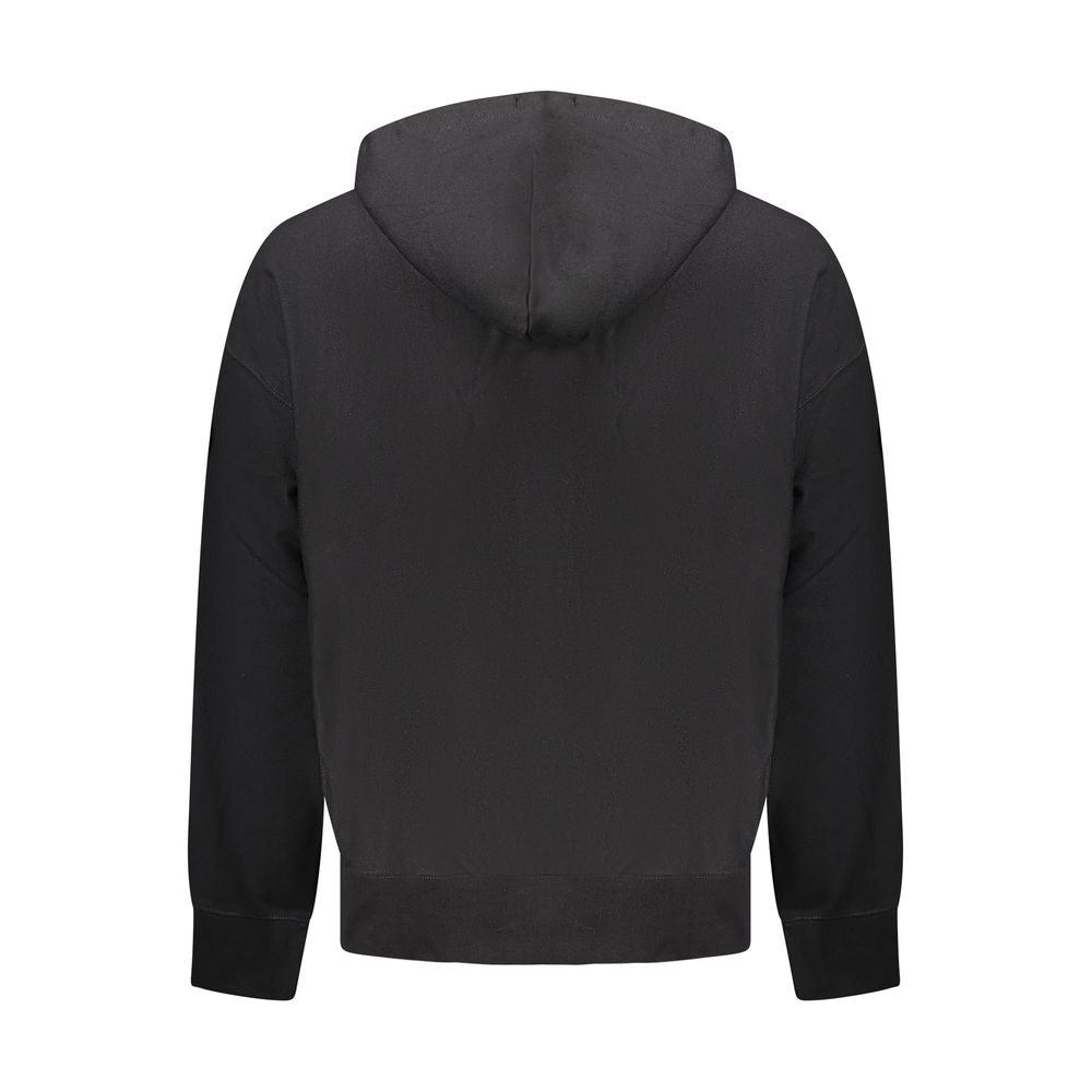 Black cotton men's sweatshirt by Calvin Klein, featuring a classic crewneck design and subtle branding.
