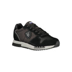 Black Blauer men's sneaker made of polyurethane with a sleek design and white sole, ideal for casual or athletic wear.