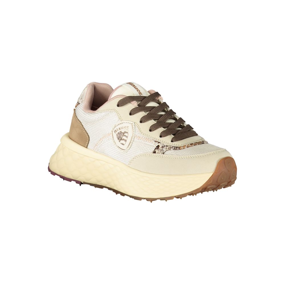 Blauer beige leather women's sneaker with white sole and stylish design, perfect for casual wear.