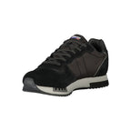 Black polyurethane men's sneaker by Blauer with sleek design and lace-up closure, perfect for casual and athletic wear.