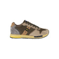 Green leather men's sneaker by Blauer with stylish design and casual comfort, featuring detailed stitching and laces.
