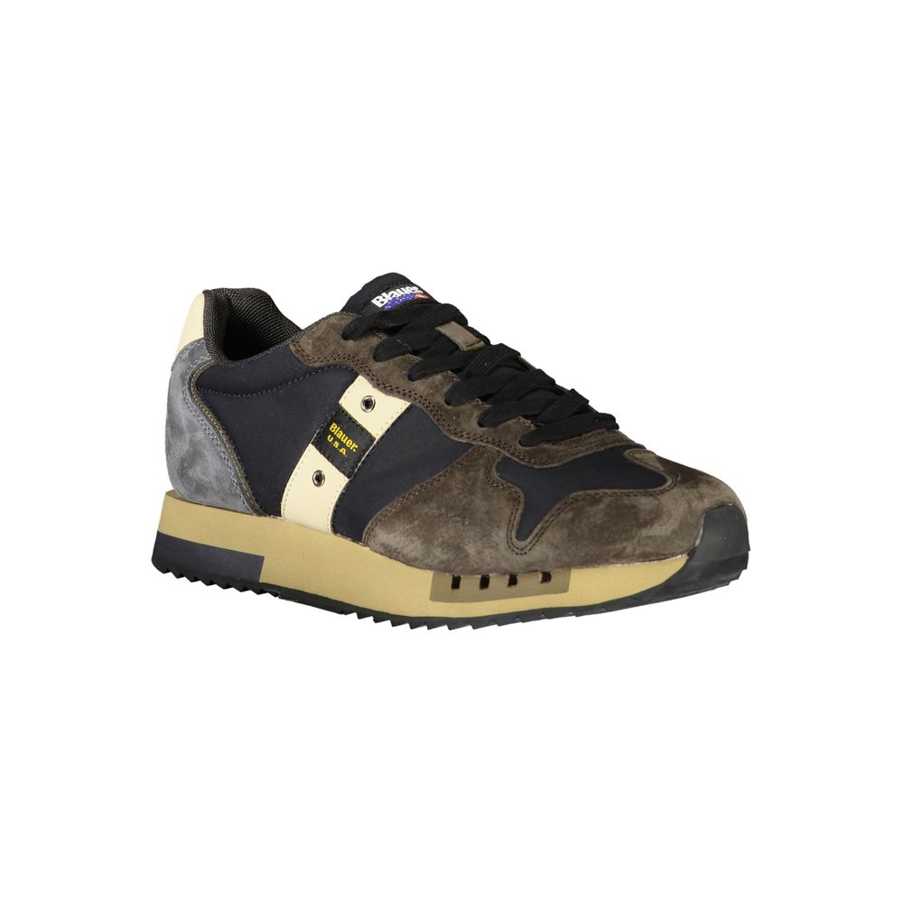 Blauer men's blue polyurethane sneaker with white sole, featuring sleek design and lace-up closure.