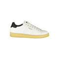 White polyurethane men's sneaker by Blauer featuring a sleek design and comfortable fit.