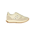 Beige leather women's sneaker by Blauer featuring a sleek design and comfortable fit.