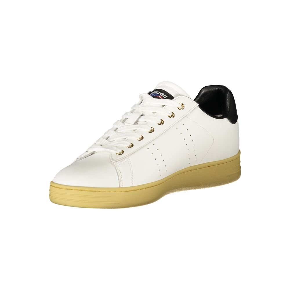 Blauer men's white polyurethane sneaker with sporty design and lace-up closure, casual footwear for everyday wear.