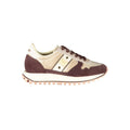 Blauer beige leather women's sneaker with white sole and laces, casual footwear for comfortable everyday wear.