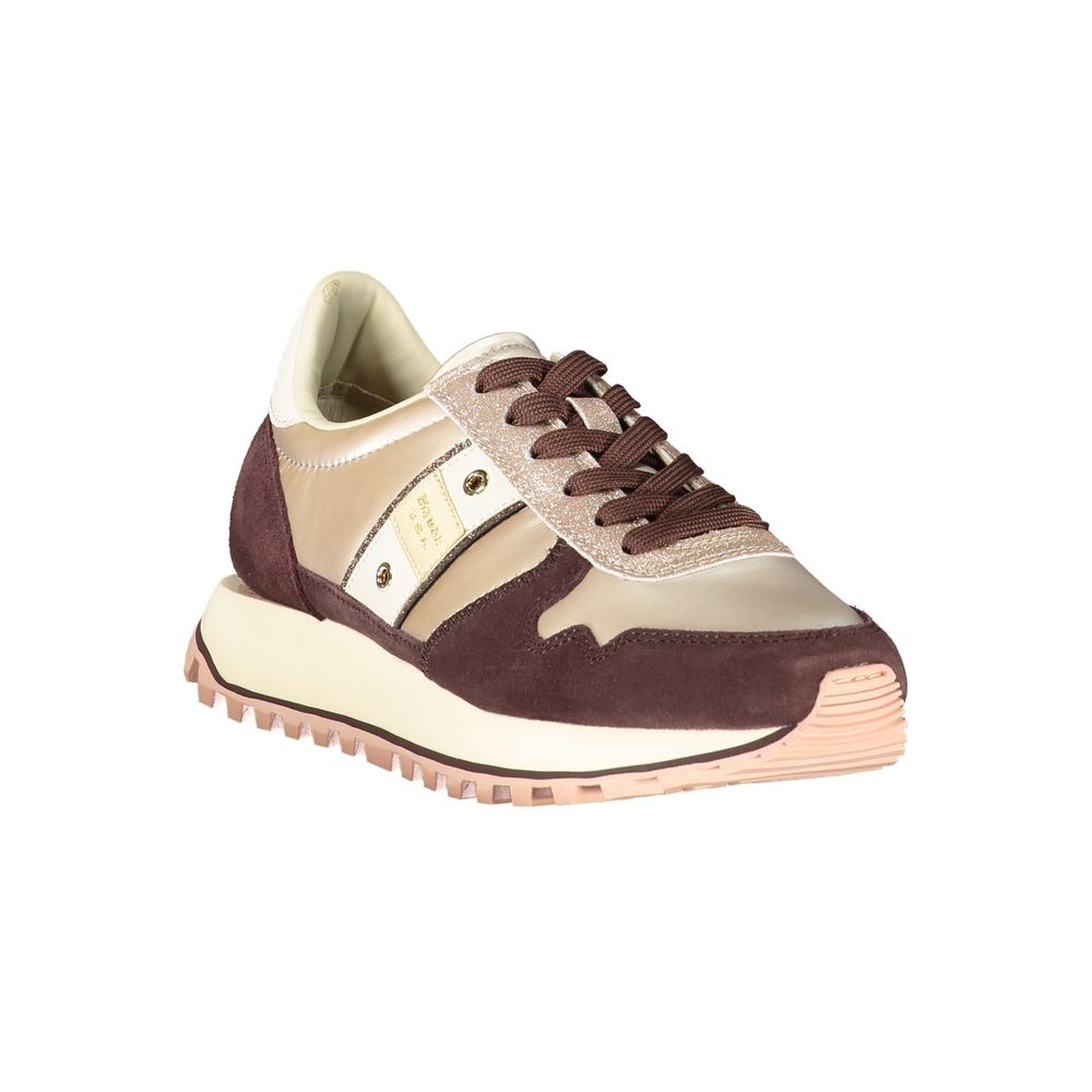 Blauer beige leather women's sneaker with white sole and stylish design, perfect for casual wear.