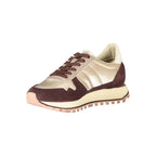 Beige leather women's sneaker by Blauer with white sole and stylish design, perfect for casual and athletic wear.