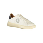 White polyester men's sneaker by Blauer featuring a sleek design and comfortable fit, suitable for casual and athletic wear.