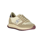 Blauer beige polyester women's sneaker with white sole and lace-up design, casual footwear for everyday wear.