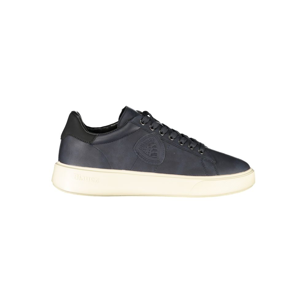 Blue Blauer men's sneaker with polyurethane upper, casual athletic design, and white rubber sole.