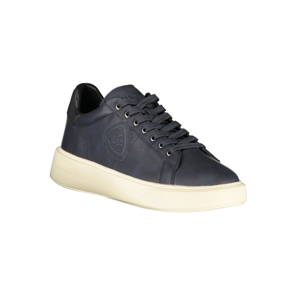Blauer men's blue polyurethane sneaker with white sole and laces, casual athletic footwear for everyday wear.