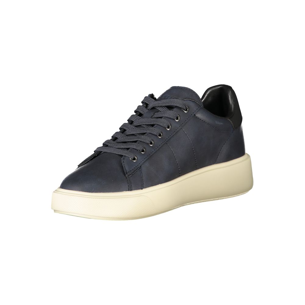 Blue polyurethane men's sneaker by Blauer with a sleek design and white sole, perfect for casual and athletic wear.