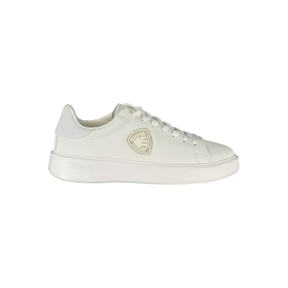 Blauer white polyester men's sneaker with laces and sporty design, showcasing a sleek casual footwear style.