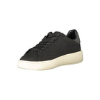 Black leather men's sneaker by Blauer Nero with sleek design and white sole, showcasing the stylish and comfortable footwear.