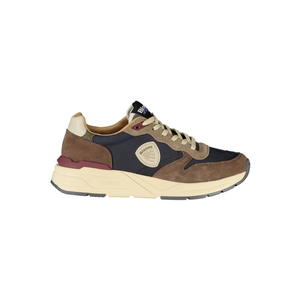 Blue polyurethane men's sneaker by Blauer with a sleek design and laced closure, perfect for casual and athletic wear.