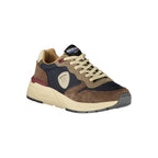 Blue polyurethane men's sneaker by Blauer with a sleek design and casual style, featuring white sole and laced closure.