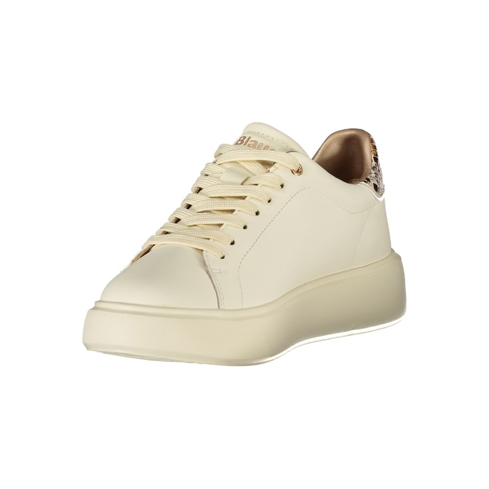 Blauer beige polyurethane women's sneaker with white sole and stylish design, perfect for casual wear.