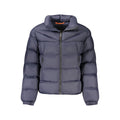 Napapijri men's blue polyamide jacket with a stand-up collar and zipper closure, suitable for casual outdoor wear.