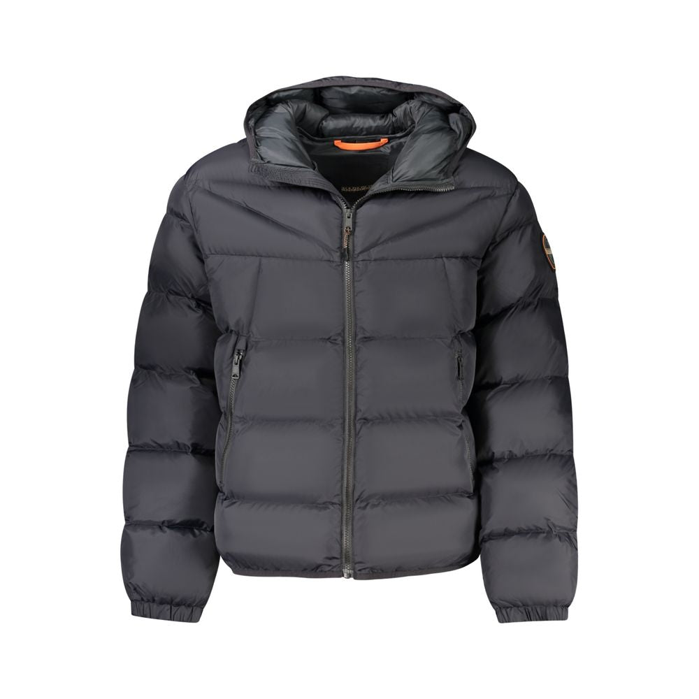 Napapijri Nero Poliammide men's jacket in black, lightweight with a high collar and front zipper, outdoor casual wear.