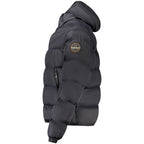Napapijri Nero Poliammide men's jacket in black, lightweight and water-resistant with a hood and zipper front.