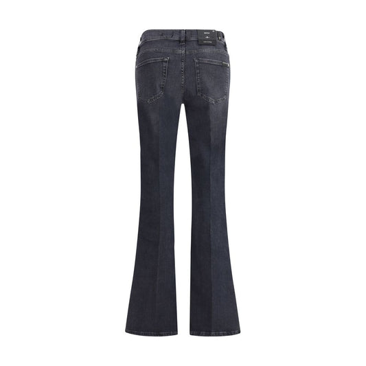 7FOR Black Cotton Bootcut Jeans