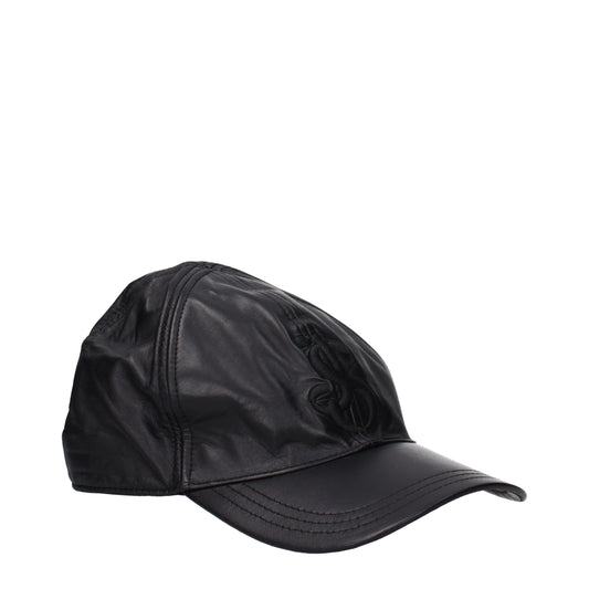 Jil Sander Black Leather Cap Baseball Hat