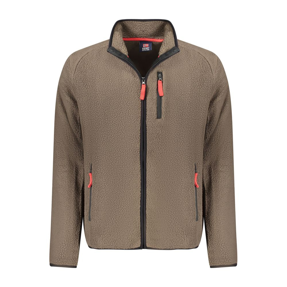 Norway 1963 Marrone polyester men's sweatshirt with a crew neck and long sleeves, casual and comfortable fit.
