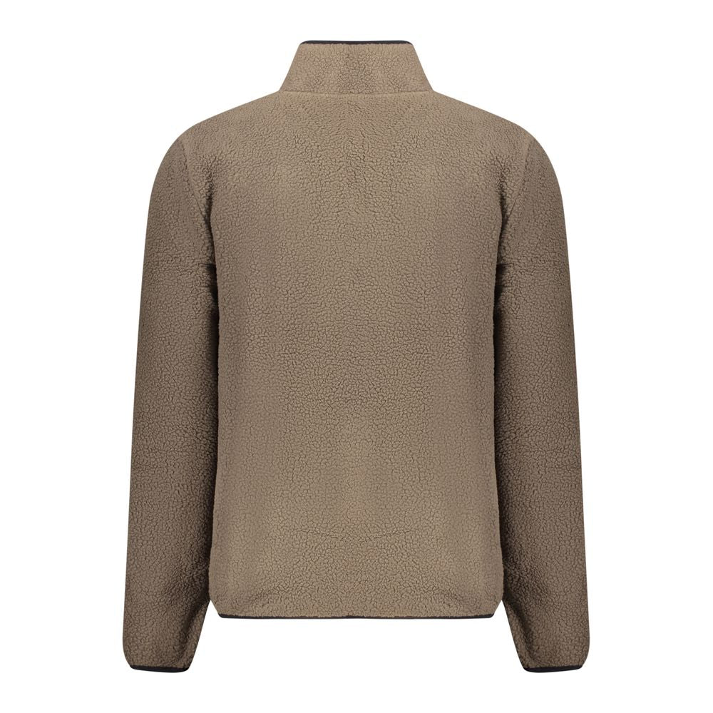 Norway 1963 brown polyester men's sweatshirt with a classic crew neck and long sleeves, displayed on a plain background.