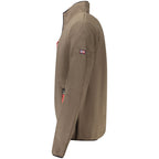 Norway 1963 brown polyester men's sweatshirt with a crew neck and long sleeves, casual style for everyday wear.