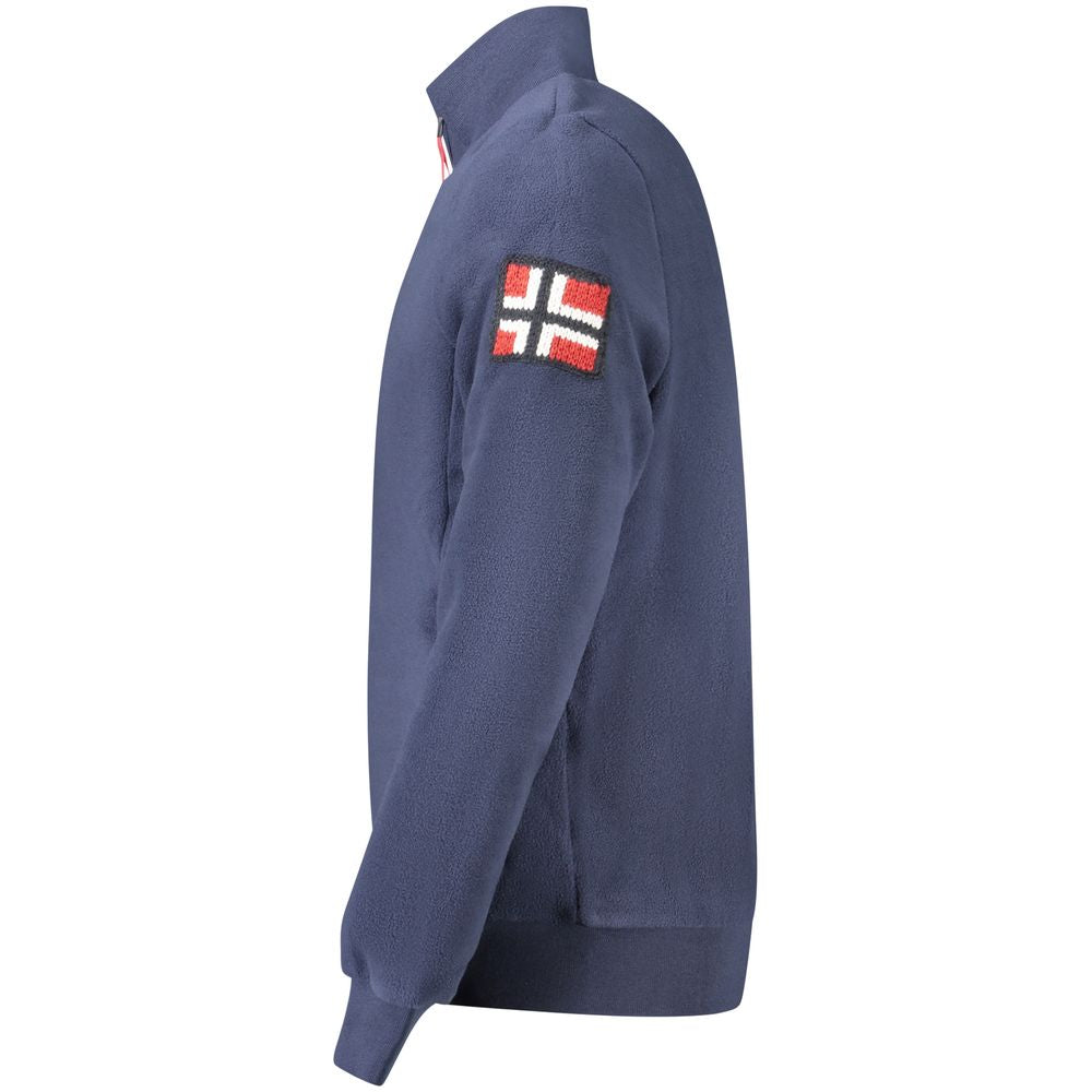 Norway 1963 men's blue polyester sweatshirt with a crew neckline and long sleeves, casual and comfortable athletic wear.