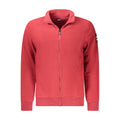 Norway 1963 red polyester men's sweatshirt with crewneck and long sleeves, casual athletic style, front view.
