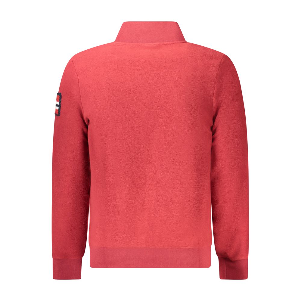 Red polyester men's sweatshirt from Norway 1963 with a classic crewneck and minimalist design.
