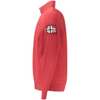 Red polyester men's sweatshirt from Norway 1963 with a classic crewneck design, featuring a comfortable fit and minimal branding.