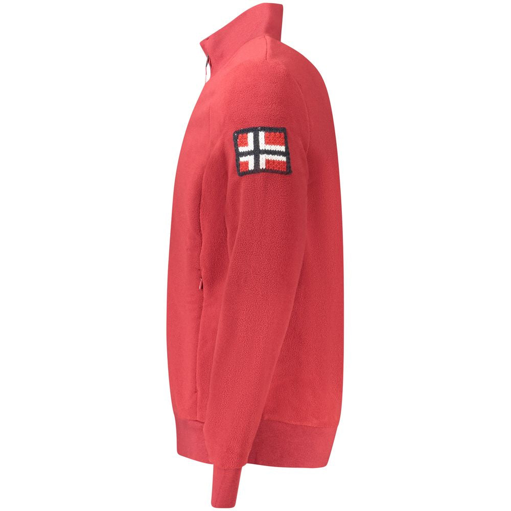 Red polyester men's sweatshirt from Norway 1963 with a classic crewneck design, featuring a comfortable fit and minimal branding.