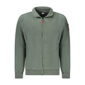 Norway 1963 Verde polyester men's sweatshirt with a crewneck, displayed on a hanger, showcasing the fabric and fit.