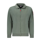 Norway 1963 Verde polyester men's sweatshirt with a crewneck, displayed on a hanger, showcasing the fabric and fit.
