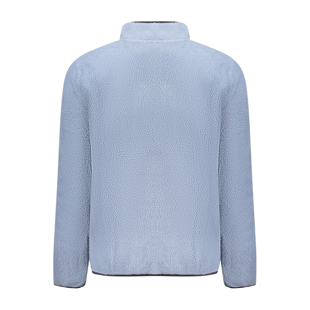 Norway 1963 blue polyester men's sweatshirt with a crew neck and long sleeves, casual streetwear style.