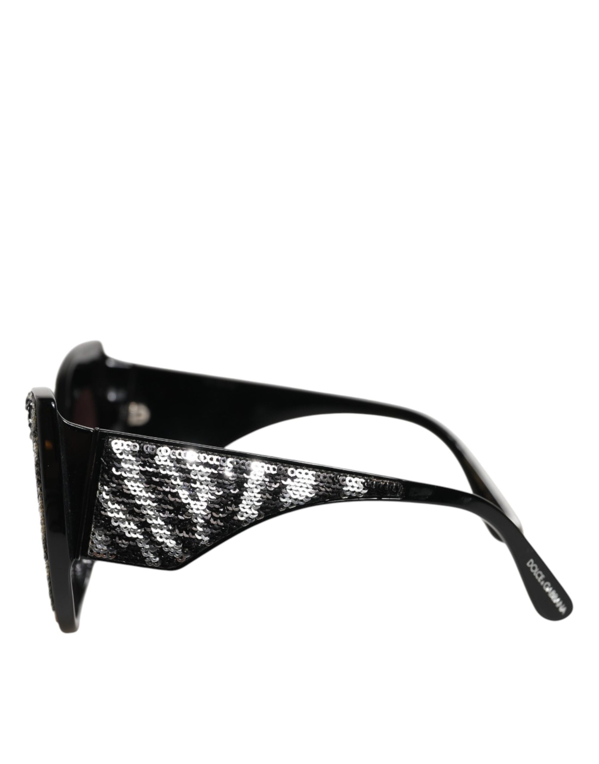 Dolce & Gabbana Black Silver Sequin Butterfly Polarized Sunglasses