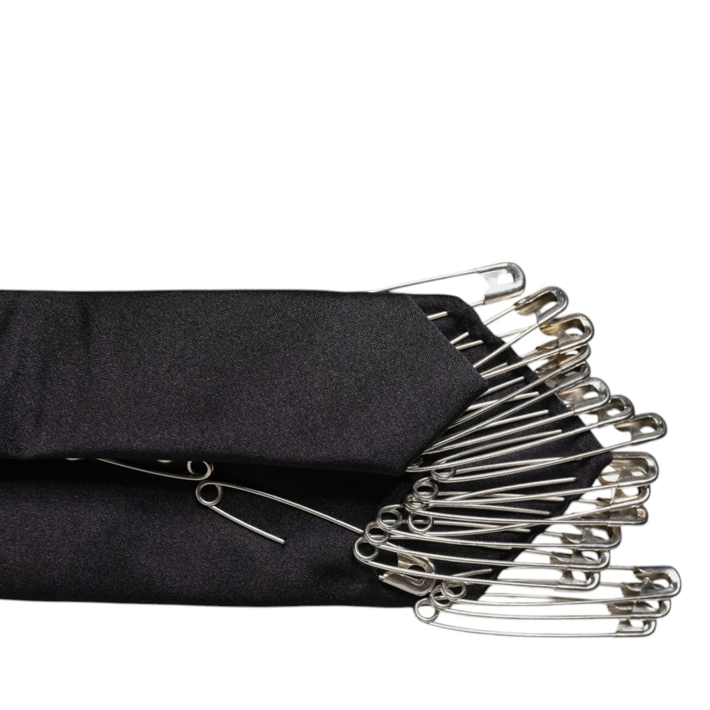 Dolce & Gabbana Black Safety Pins Silk Adjustable Necktie Accessory Tie