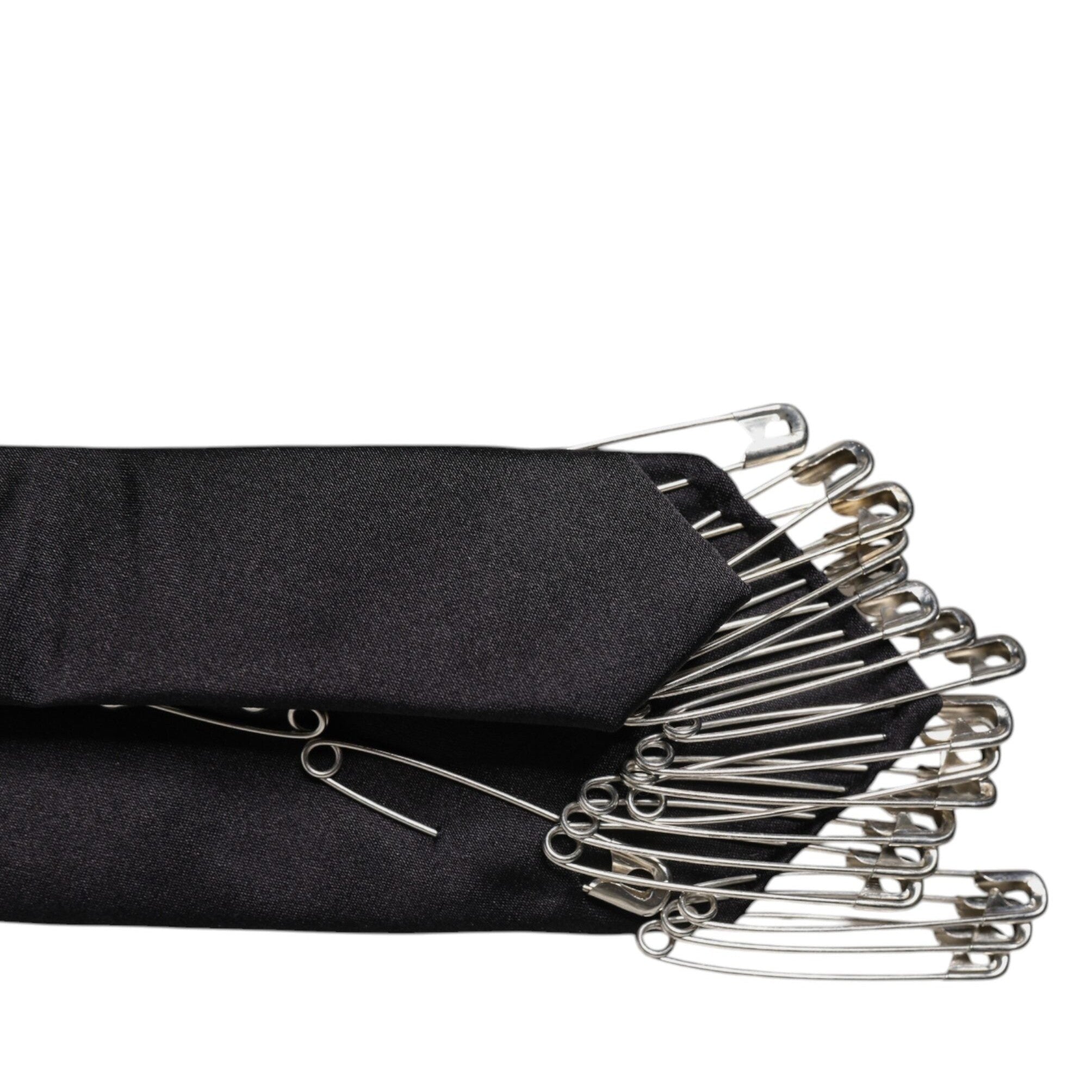 Dolce & Gabbana Black Safety Pins Silk Adjustable Necktie Accessory Tie