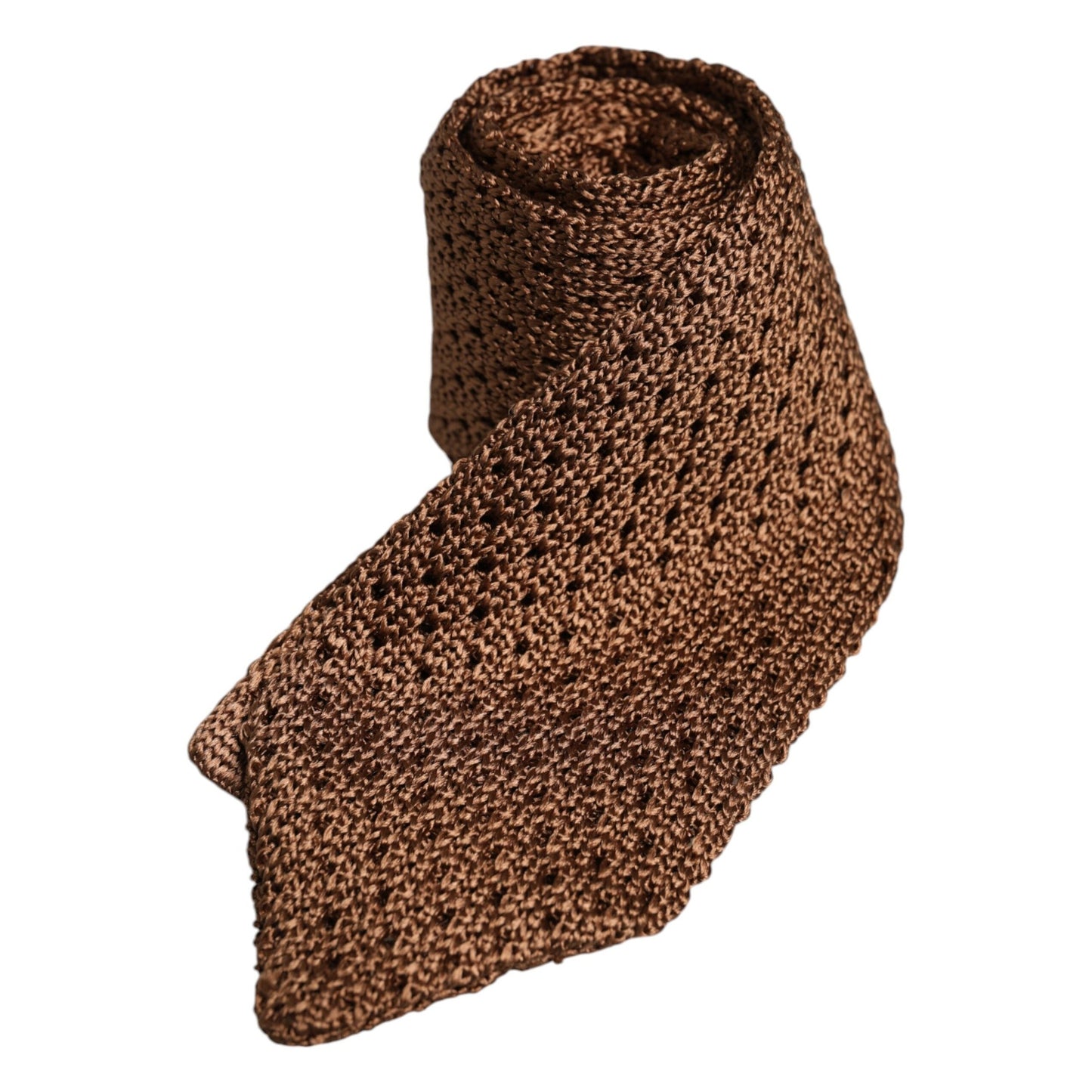 Dolce & Gabbana Brown 100% Silk Adjustable Necktie Men Accessory Tie