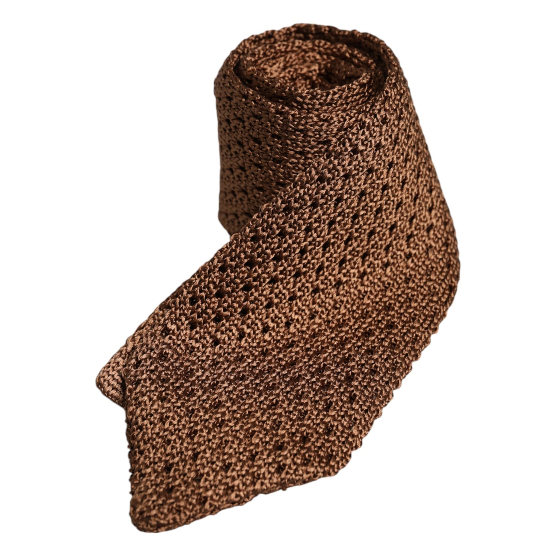 Dolce & Gabbana Brown 100% Silk Adjustable Necktie Men Accessory Tie