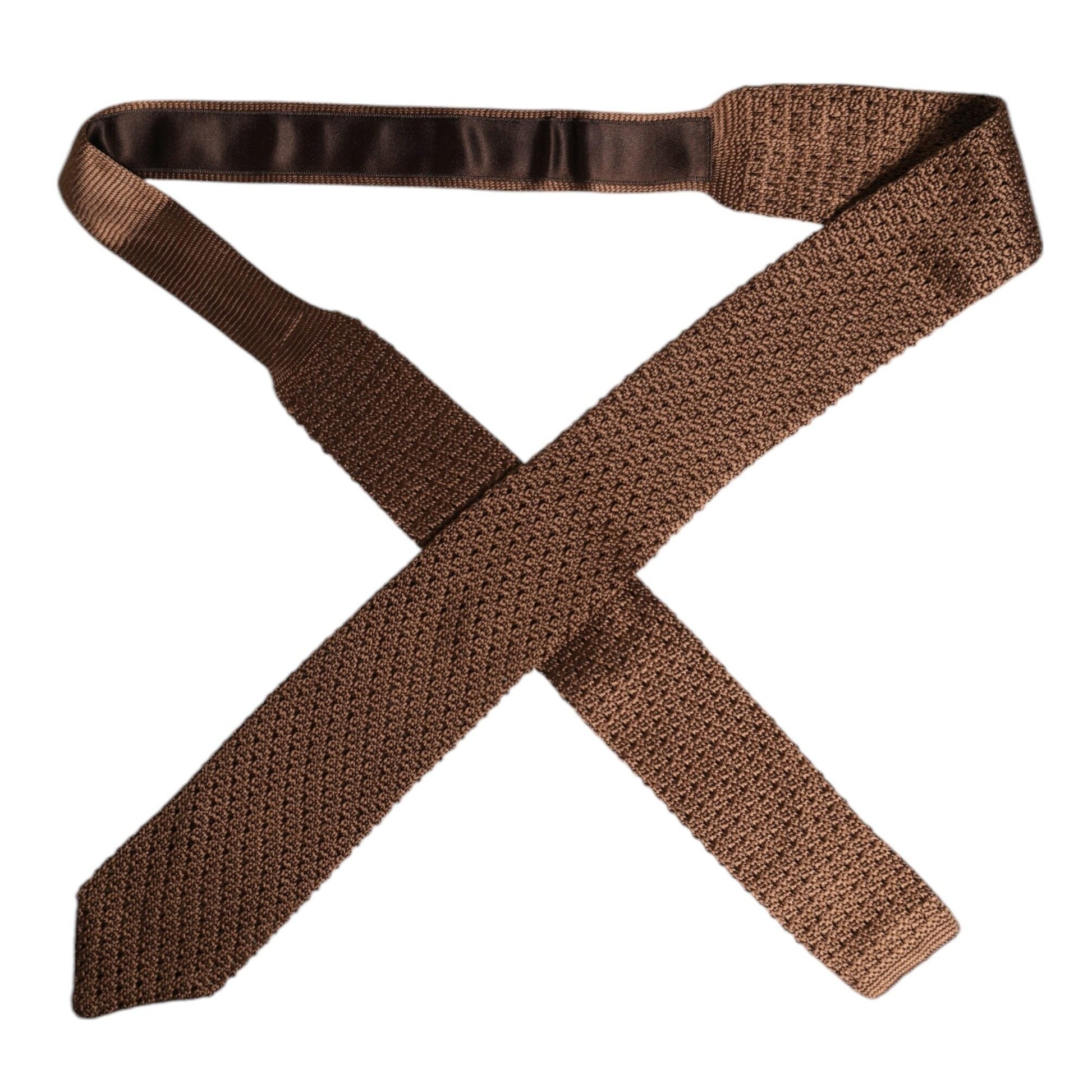 Dolce & Gabbana Brown 100% Silk Adjustable Necktie Men Accessory Tie