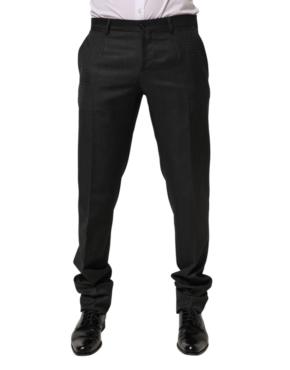 Dolce & Gabbana Black Wool Formal Dress Men Trouser Pants - Eljoys Fashion 