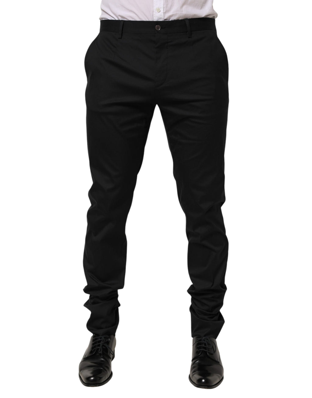 Dolce & Gabbana Black Cotton Formal Dress Men Trouser Pants - Eljoys Fashion 