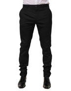 Dolce & Gabbana Black Cotton Formal Dress Men Trouser Pants - Eljoys Fashion 