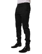 Dolce & Gabbana Black Cotton Formal Dress Men Trouser Pants - Eljoys Fashion 