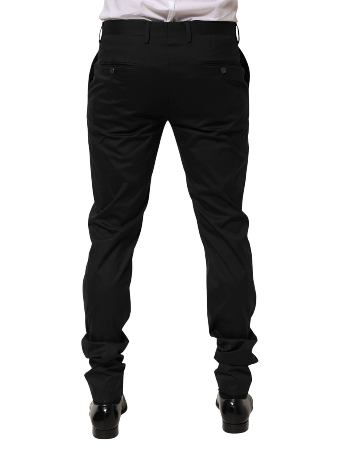 Dolce & Gabbana Black Cotton Formal Dress Men Trouser Pants - Eljoys Fashion 