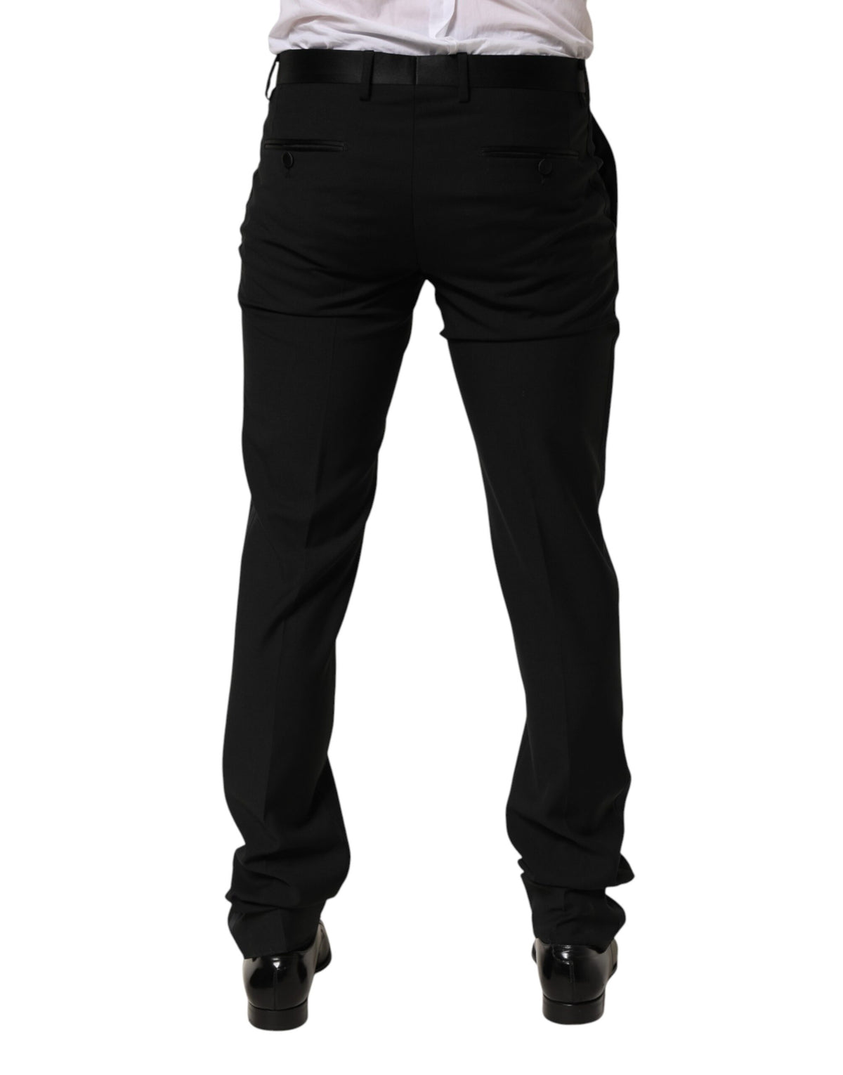 Dolce & Gabbana Black Wool Formal Dress Men Trouser Pants - Eljoys Fashion 